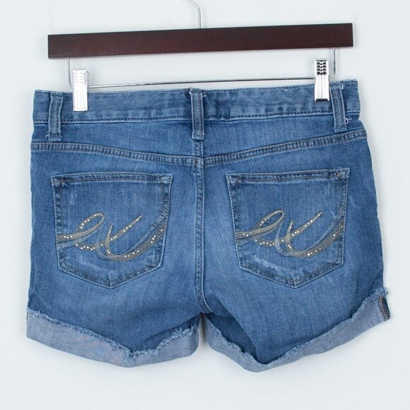 Express Jeans Distressed Denim Shorts‎ Size 2 - Picture 4 of 8